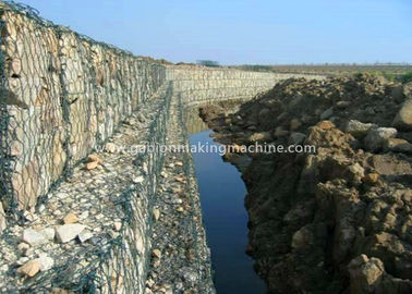 PVC Coated Gabion Stone Wall / Gabion Wall Construction Wire Strength 100x120mm Mesh Size